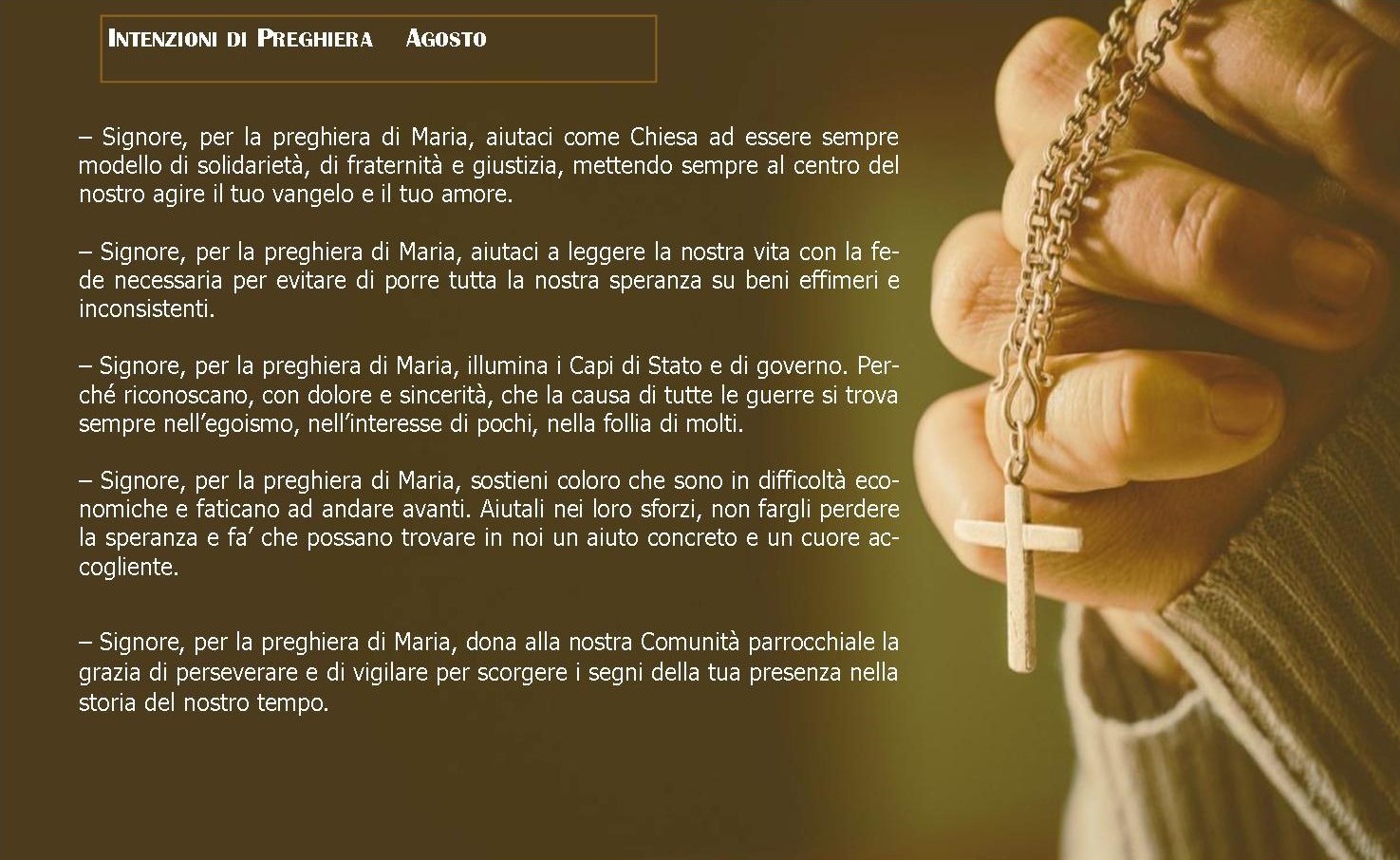 Agosto maschera intenzione mensile