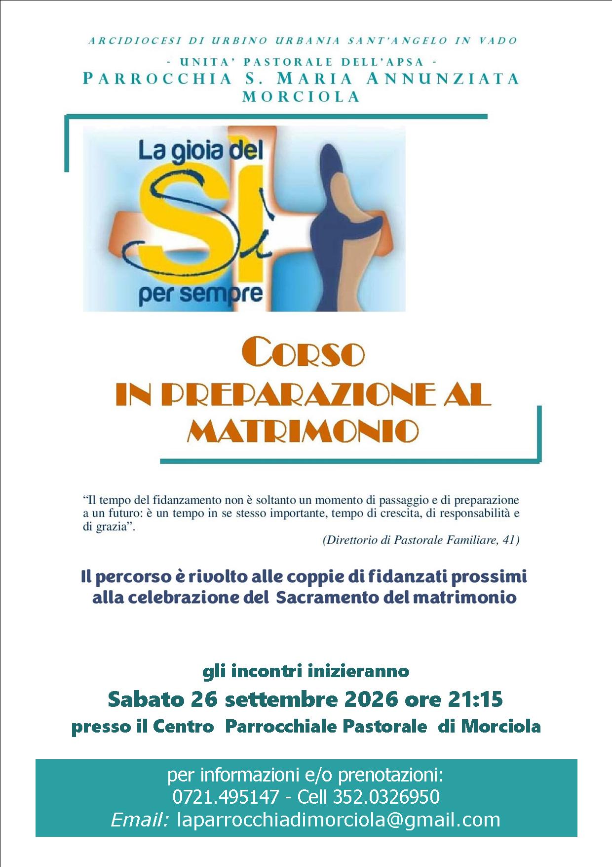 Locandina Corso fidanzati 2026