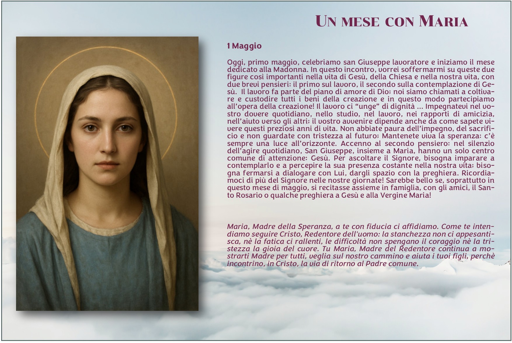 Maria 2026 1 maggio