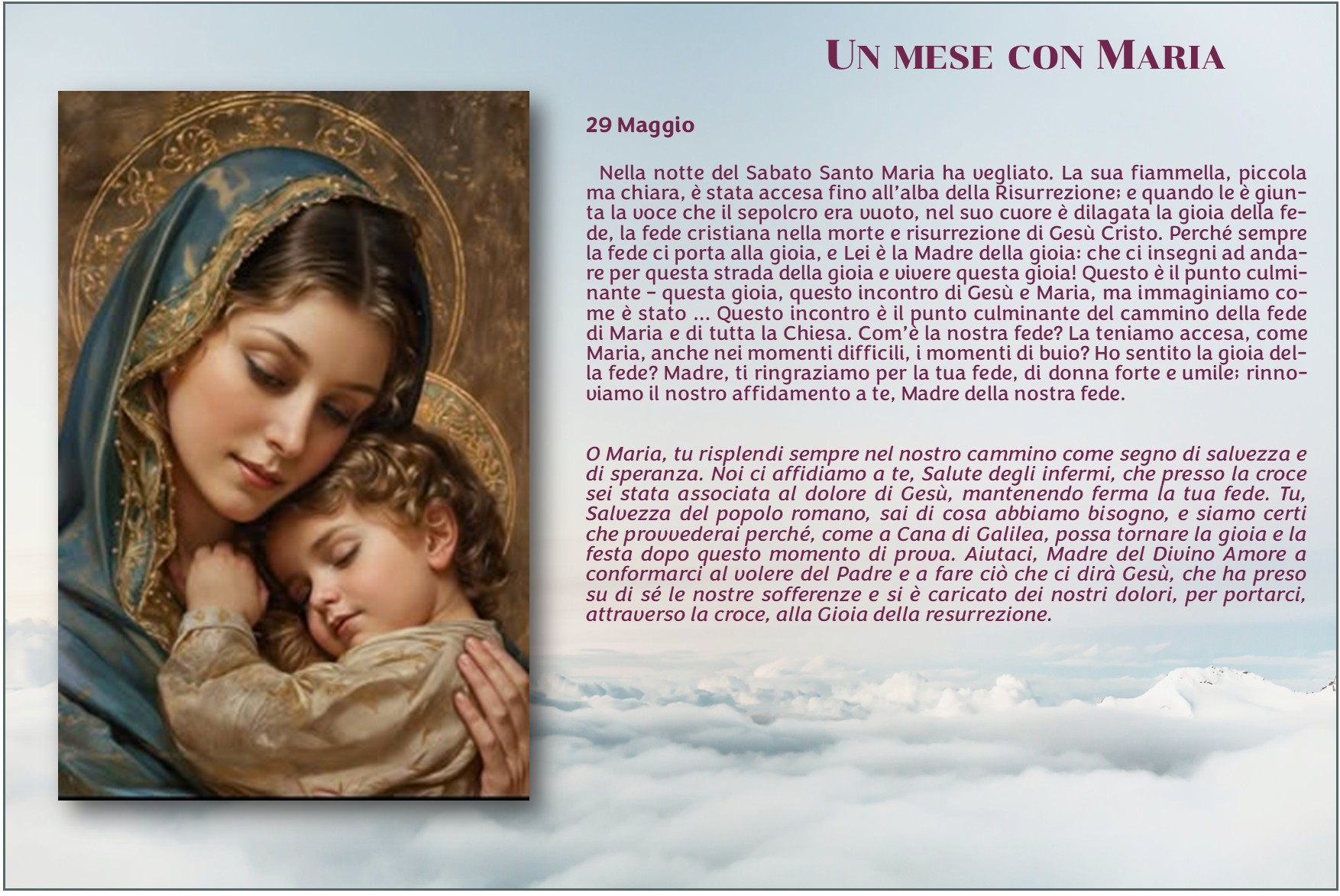 Maria 2026 29 maggio