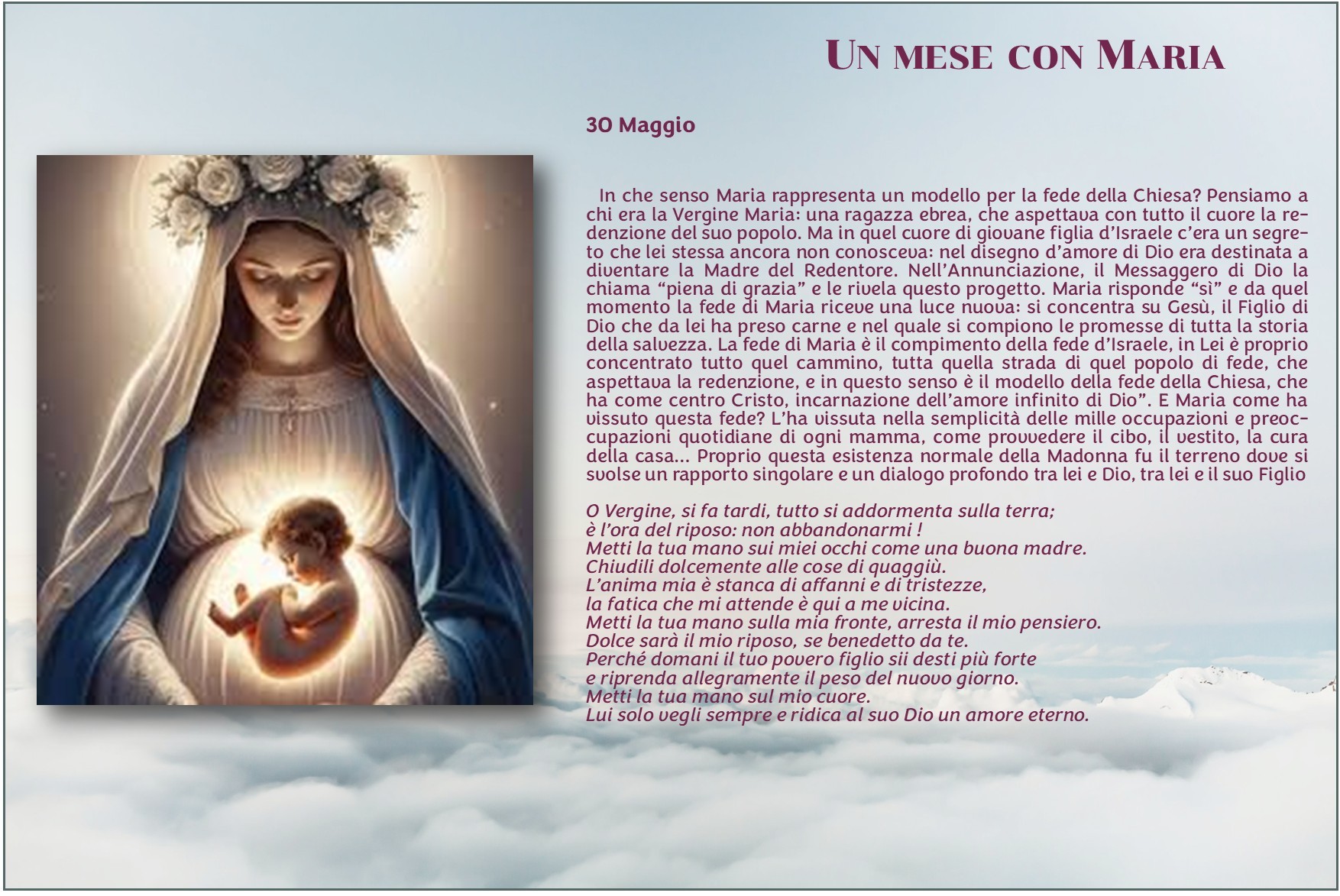 Maria 2026 30 maggio