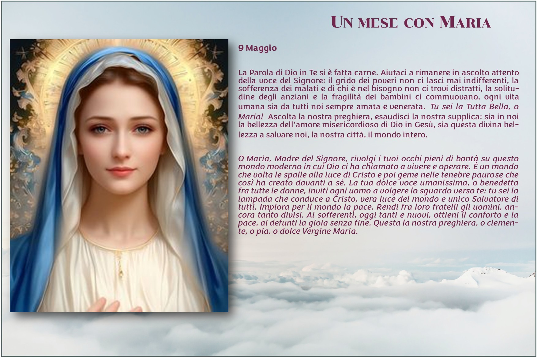 Maria 2026 9 maggio