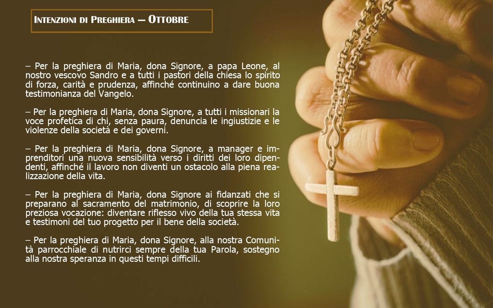 nuova intenzione di preghiera ottobre
