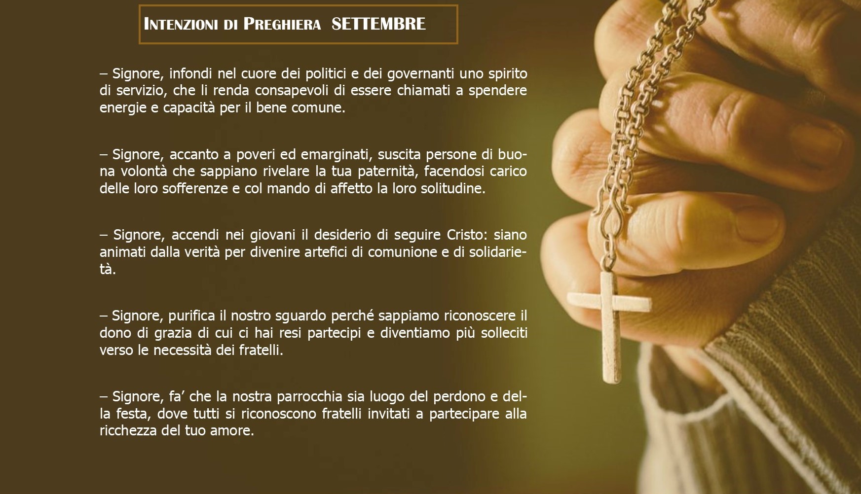 nuova intenzione di preghiera settembre 2025